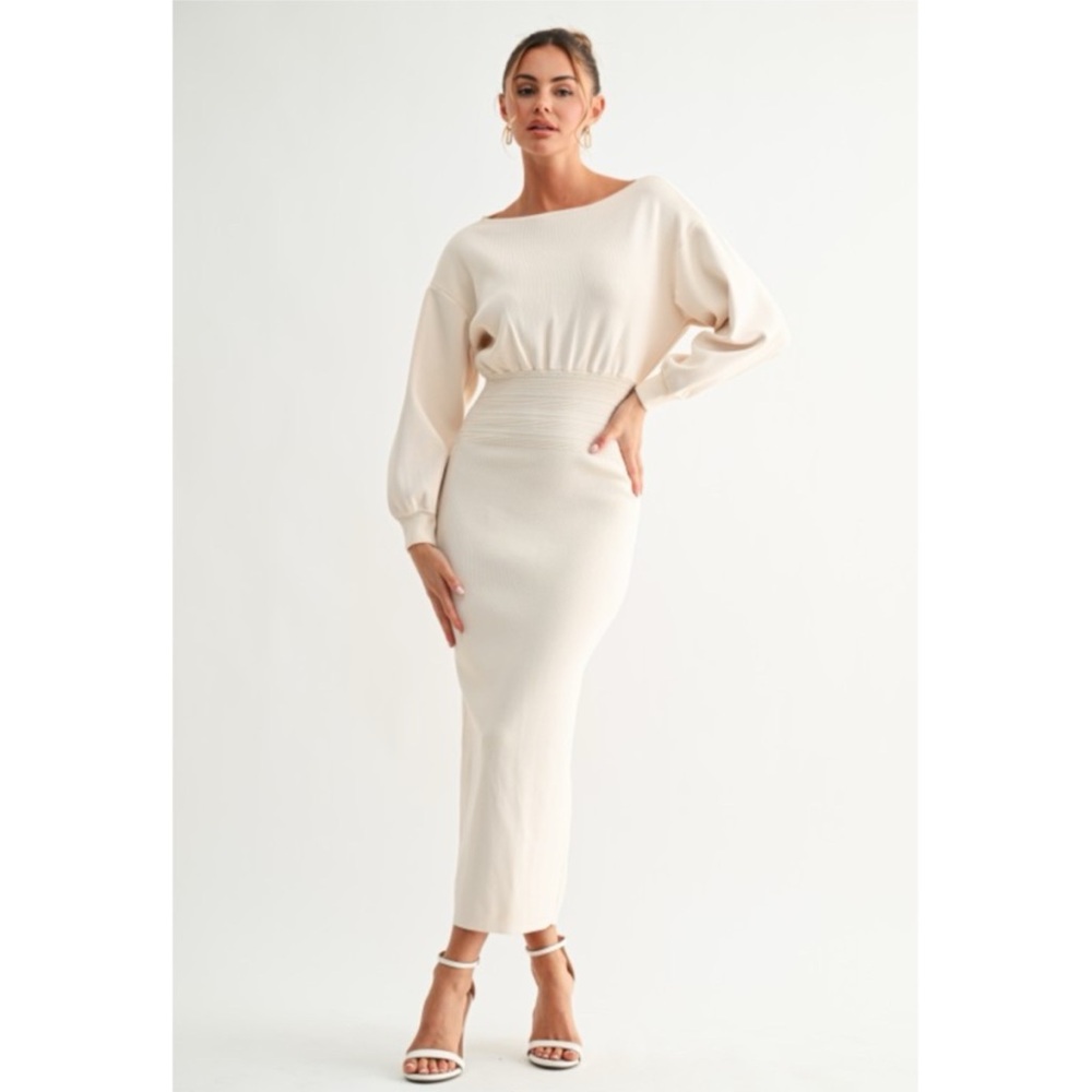 Elegant Cream Knit Dress